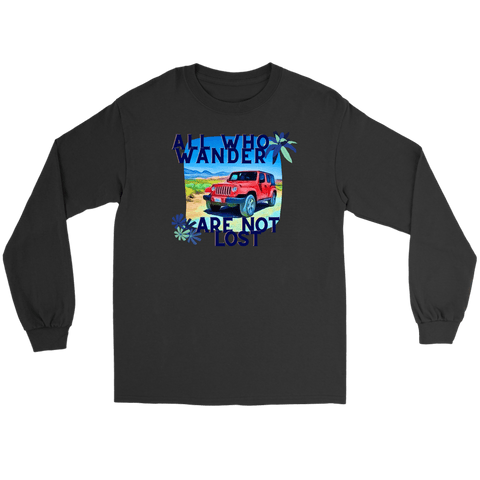 teelaunch T-shirt Gildan Long Sleeve Tee / Black / S All Who Wander Are Not Lost - Womens T-Shirt