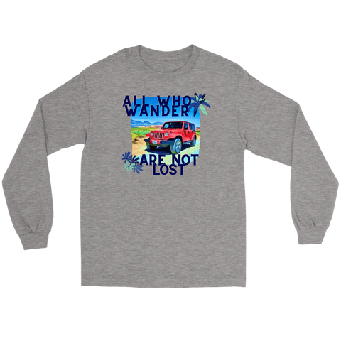 teelaunch T-shirt Gildan Long Sleeve Tee / Sports Grey / S All Who Wander Are Not Lost - Womens T-Shirt