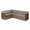 Image of BIGGS DEALS Angela Modern and Contemporary Grey Fabric Upholstered and Brown Finished 4-peice Woven Rattan Outdoor Patio Set