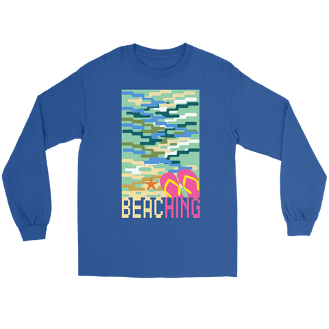 teelaunch T-shirt Long Sleeve Tee / Blue / S "BEACHING" PREMIUM T-SHIRT