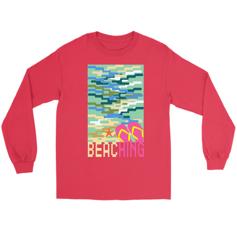 teelaunch T-shirt Long Sleeve Tee / Red / S "BEACHING" PREMIUM T-SHIRT