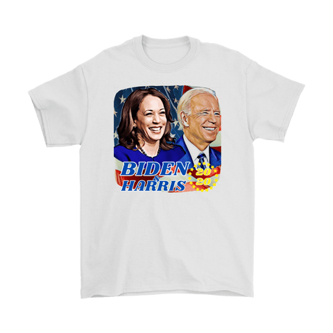teelaunch T-shirt Gildan Mens T-Shirt / White / S Biden and Harris 2020 Graphic Novelty T-Shirt