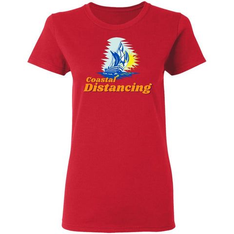 CustomCat T-Shirts Red / S Coastal Distancing Ladies' 5.3 oz. T-Shirt