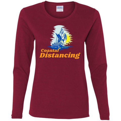 CustomCat T-Shirts Cardinal / S Coastal Distancing Ladies' Cotton Long Sleeve T-Shirt