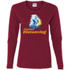 Image of CustomCat T-Shirts Cardinal / S Coastal Distancing Ladies' Cotton Long Sleeve T-Shirt