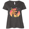 Image of CustomCat T-Shirts Vintage Smoke/ / Plus 1X Good Vibes Only Ladies' Curvy V-Neck T-Shirt