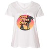 Image of CustomCat T-Shirts White/ / Plus 1X Good Vibes Only Ladies' Curvy V-Neck T-Shirt
