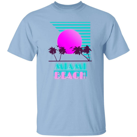 CustomCat T-Shirts Light Blue / S Miami Beach Retro 5.3 oz. T-Shirt