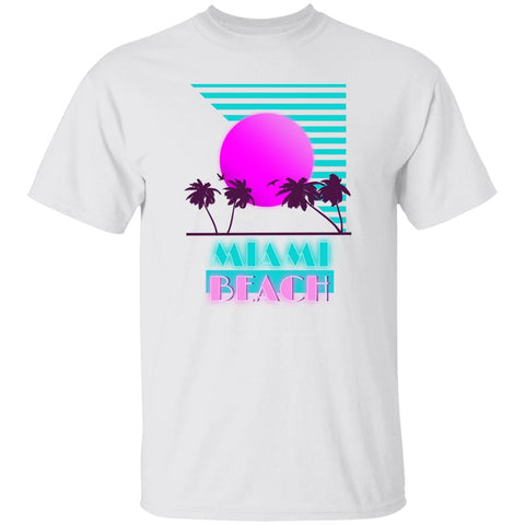 CustomCat T-Shirts White / S Miami Beach Retro 5.3 oz. T-Shirt