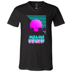 Miami Beach Retro Unisex Jersey  V-Neck T-Shirt
