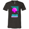 Image of CustomCat T-Shirts Dark Grey Heather / X-Small Miami Beach Retro Unisex Jersey  V-Neck T-Shirt