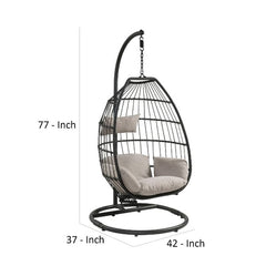 Patio Hanging Chair With Wicker Lattice Frame, Black