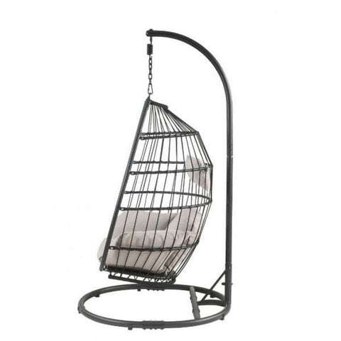 BIGGS DEALS Patio Hanging Chair With Wicker Lattice Frame, Black