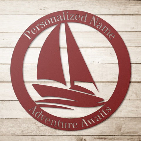 teelaunch Wall Art Red / 12 Inch Sailing Adventure Personalized Indoor/Outdoor Metal Wall Art