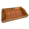 Image of Benzara The Urban Port Brown Rectangular Farmhouse Wooden Tray With Rivets Accent And Metal and Trim