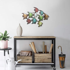 Three Dimensional Multicolor Hanging Metal Fish Wall Art Décor