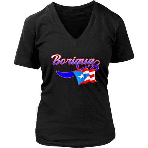 teelaunch T-shirt District Womens V-Neck / Black / S Women's V-Neck T-Shirt Boriqua