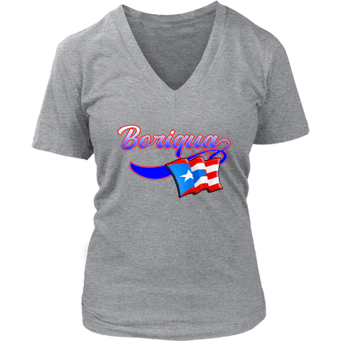 teelaunch T-shirt District Womens V-Neck / Heathered Nickel / S Women's V-Neck T-Shirt Boriqua