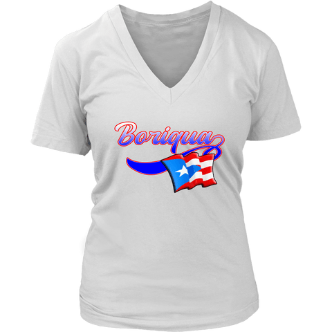 teelaunch T-shirt District Womens V-Neck / White / S Women's V-Neck T-Shirt Boriqua