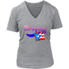Image of teelaunch T-shirt District Womens V-Neck / Heathered Nickel / S Womens V-Neck T-Shirt Boriqua Puerto Rican Flag