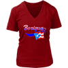 Image of teelaunch T-shirt District Womens V-Neck / Red / S Womens V-Neck T-Shirt Boriqua Puerto Rican Flag