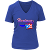 Image of teelaunch T-shirt District Womens V-Neck / Royal Blue / S Womens V-Neck T-Shirt Boriqua Puerto Rican Flag