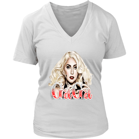 teelaunch T-shirt District Womens V-Neck / White / S Womens V-Neck T-Shirt - GaGa