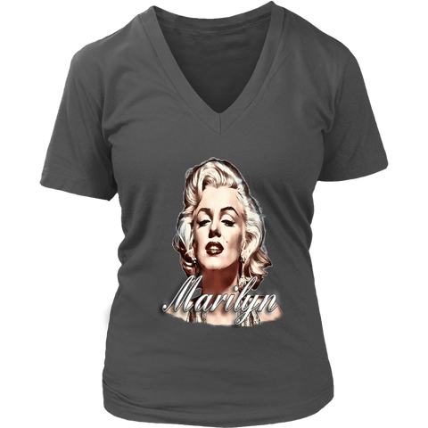 teelaunch T-shirt District Womens V-Neck / Charcoal / S Womens V-Neck T-Shirt - Marilyn