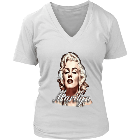 teelaunch T-shirt District Womens V-Neck / White / S Womens V-Neck T-Shirt - Marilyn